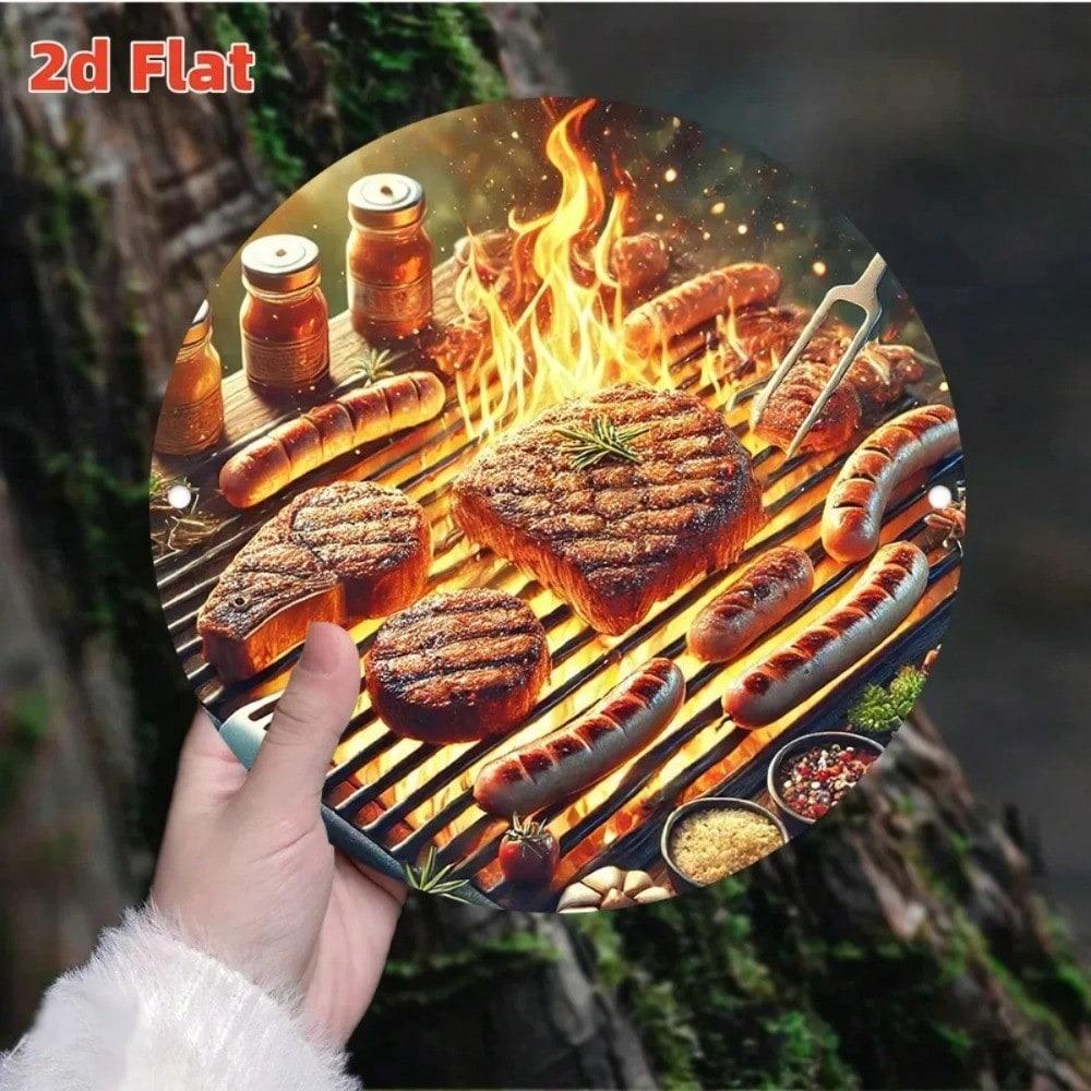 2D Vintage Metal Wall Decor Rustic Kitchen Steak BBQ Grill Sign