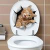 Lustige Orange Katze, die aus einem Loch schaut, Toilettenaufkleber, Wasserdichte Selbstklebende Dekoration für Toilettendeckel Badezimmerdekoration