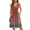 Women Summer Dresses Sleeveless Casual Loose Swing Button Down Midi Sundress With Pockets