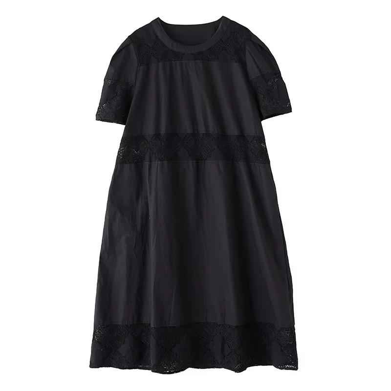 

XITAO Hollow Out Patchwork Lace Dress HQQ2472 One Size чёрный