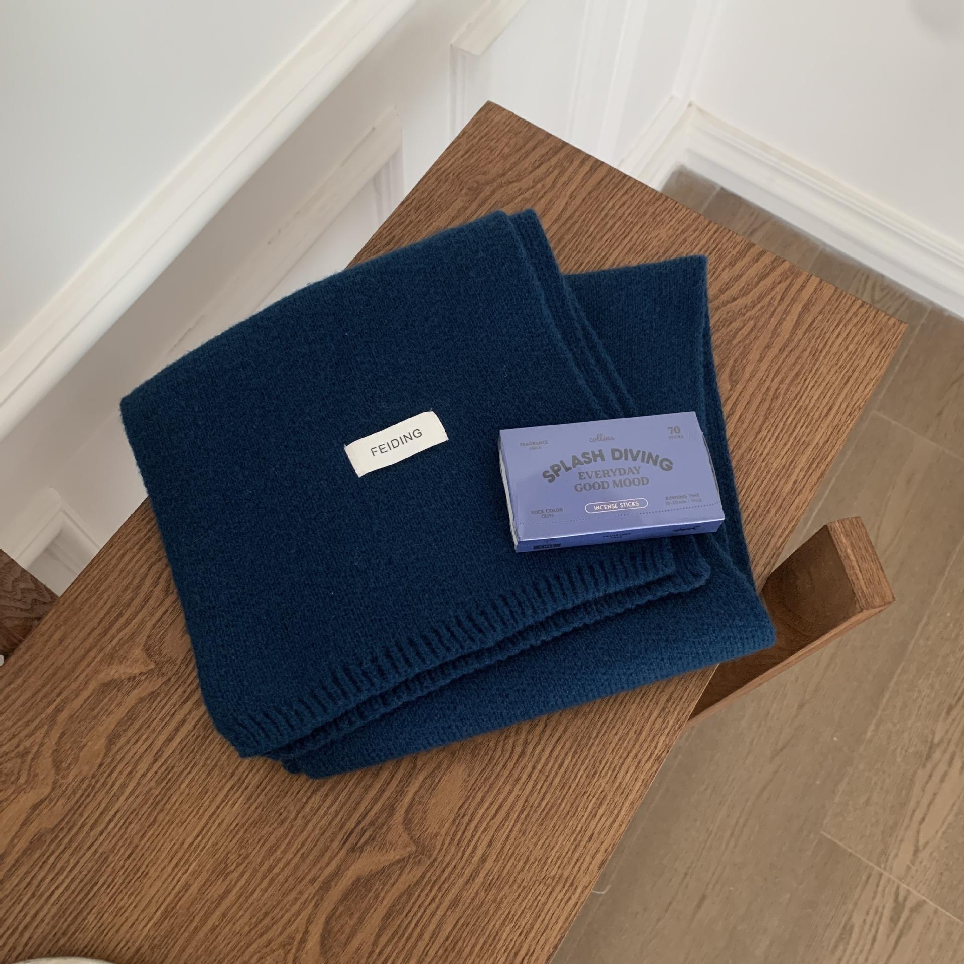 Новый однотонный плоский шарф для зимы, женский вязаный шерстяной мягкий и ворсистый теплый шарф в корейском стиле, парный, универсальный, модный