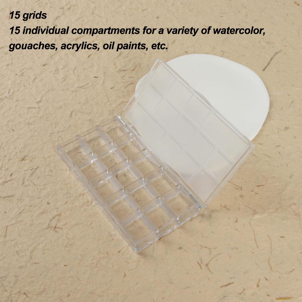 2PCS Transparent Paint Box 15 Grids Art Pigment Container  Daily Art Class Arrangement