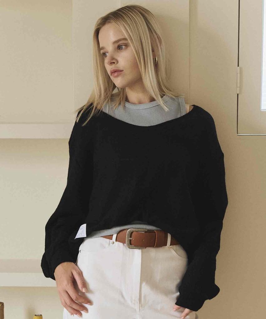 DELIDI Affable Wool Knit Top (Black)