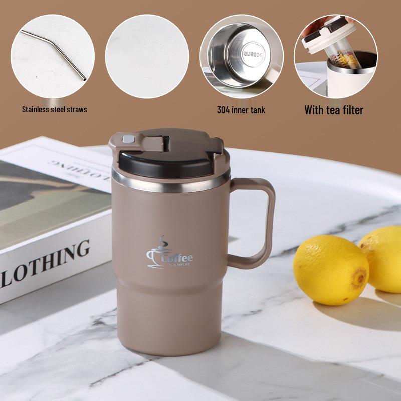 Tazza da Caffè in Acciaio Inossidabile di Grande Capacità con Coperchio