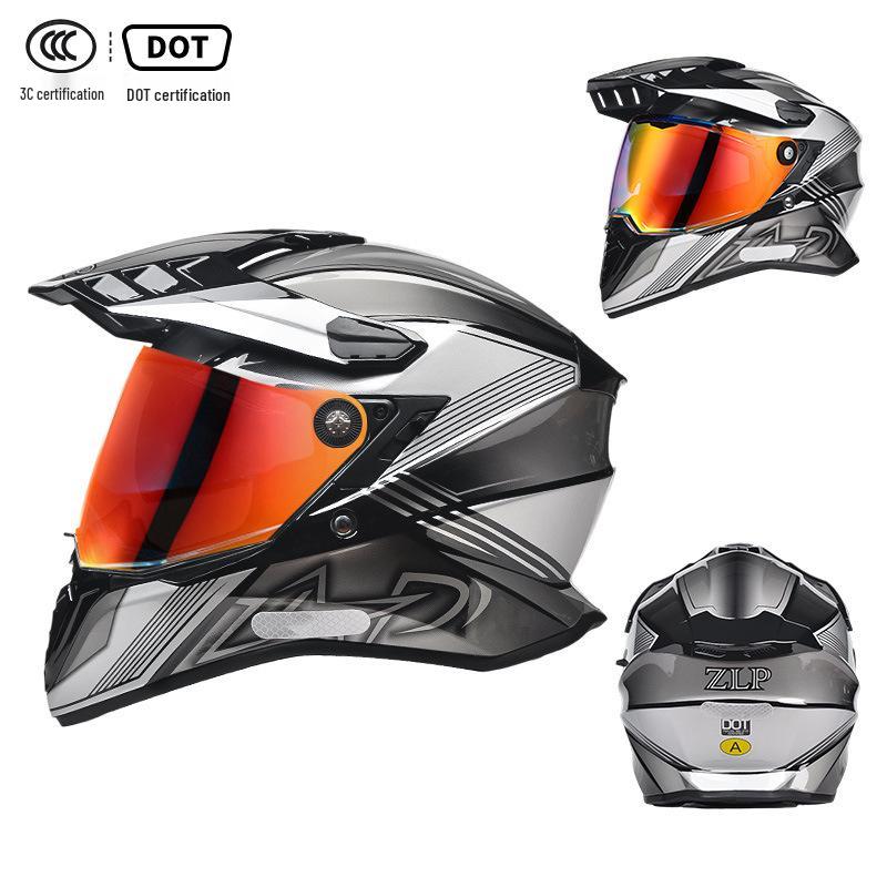 A-Class Unisex Motorcycle Helmet: Double Visor Full Face for Touring & Off-Road Use