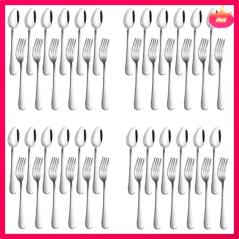 Set Of 48, Stainless Steel Dinner Forks And Spoons, Find Top Heavy-Duty Forks (8 Inch) And Spoons (7 Inch) Cutlery Set