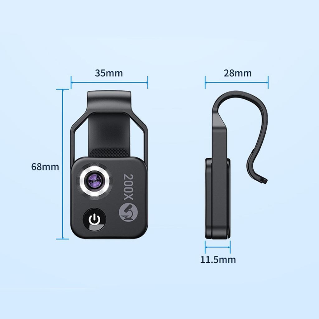 200x Magnification Microscope Lens Mini Micro Lens HD Optical Lens for Most Smartphones Portable to Carry for iOS & Android