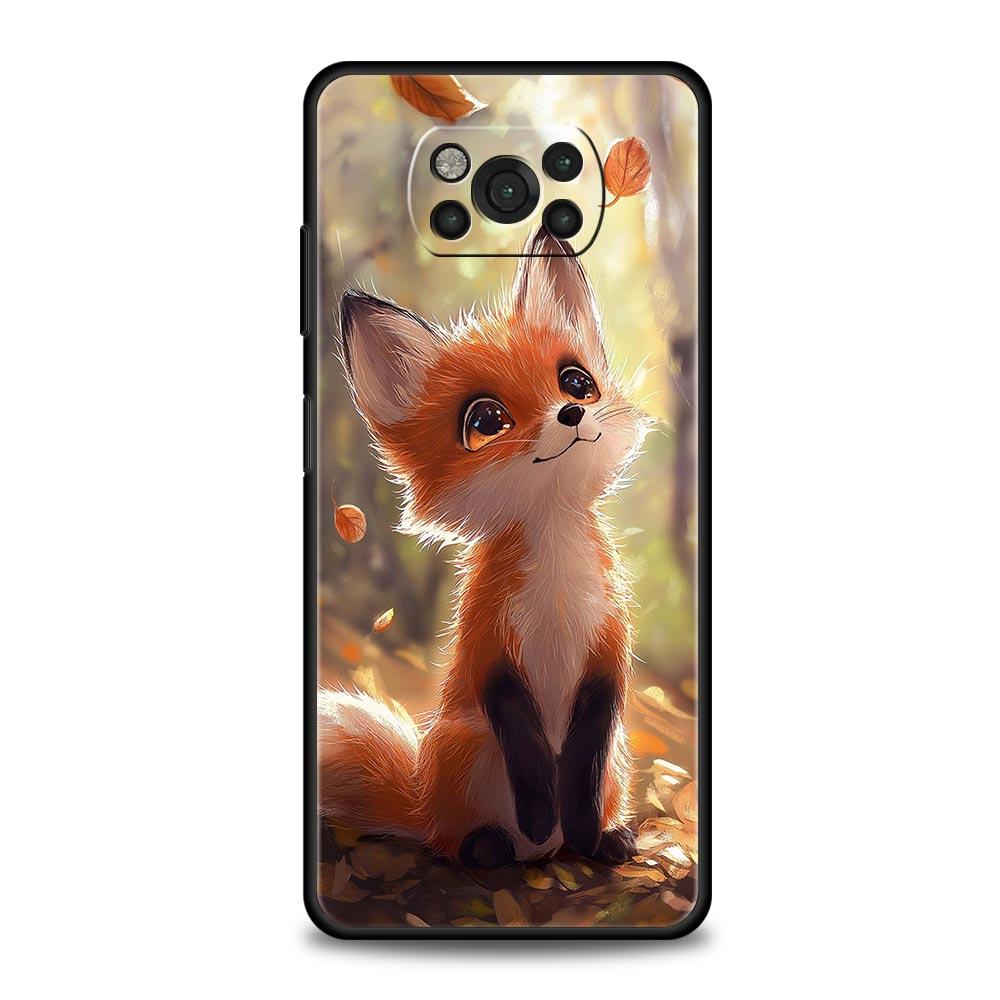 Red Fox Phone Case Cover for Xiaomi Poco F7 Ultra F6 F5 F4 F3 X6 X5 X4 X3 NFC C51 C55 M4 GT 5G Soft TPU Shell Fundas Capas Bags