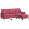VidaXL 3-seater Sofa and Footstool Burgundy Red 180 Cm Velvet, Sofa, Living Room Sofa, 3-seater Velvet Sofa, 3278271