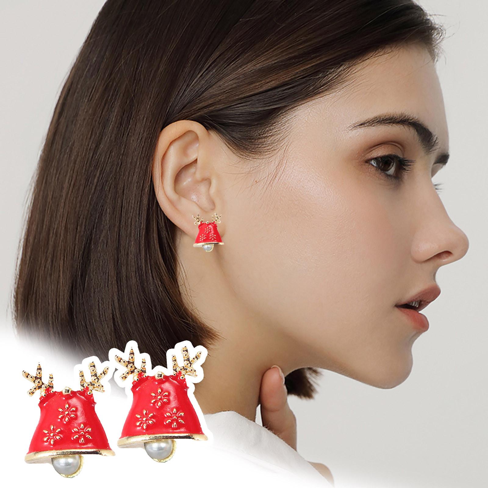 

Рождественские подарки Рождественские украшения Рождественские серьги-гвоздики с бриллиантами и лосями