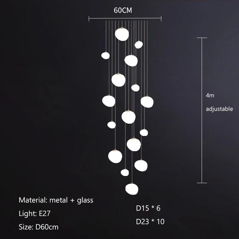 Nordic Minimalist Staircase Chandelier Bubble Glass Light Luxurious Living Room Family Kitchen Restaurant Celing Pendant Lamp