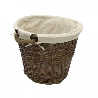 Chunky Willow Round Log Basket with Liner & Rope Handle