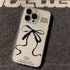 Black Bowknot Minimalist Printed Transparent Anti-Fall Phone Case for Iphone 16 15 14 13 12 11 Pro Max 7 8 Plus 16E Cover
