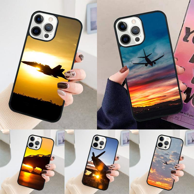 Airplane Sunrise Aircraft Phone Case For iPhone 17 Air 13 12 14 15 16 For Apple iPhone 17 Air Pro Max Plus Coque