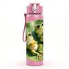 1PC Two Frogs On Lotus Leaf Print 750ml Color Plastic Sports Water Bottle Leakproof Flip Straw Lid Suitable for Sports Office Home Use