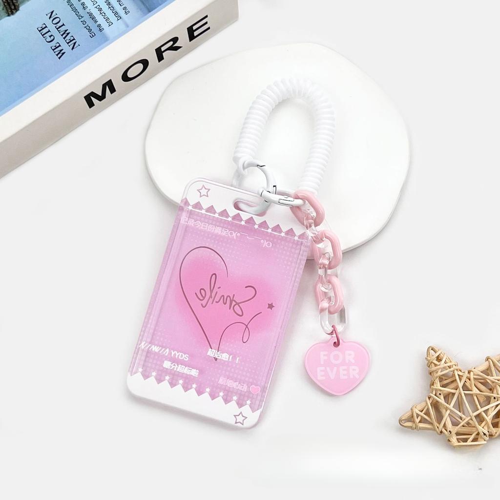 Chic Idol Photo Card Holder with Lanyard SweetHeart Style Family Friend Photo Card Cover Case ID Bus Card Protector