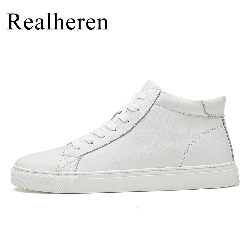 Echtes Leder Weiß High Top Sneakers Herren Skateschuhe Skateboard Schuhe Schwarz Große Größe 48 49 Herbst Winter Plüsch