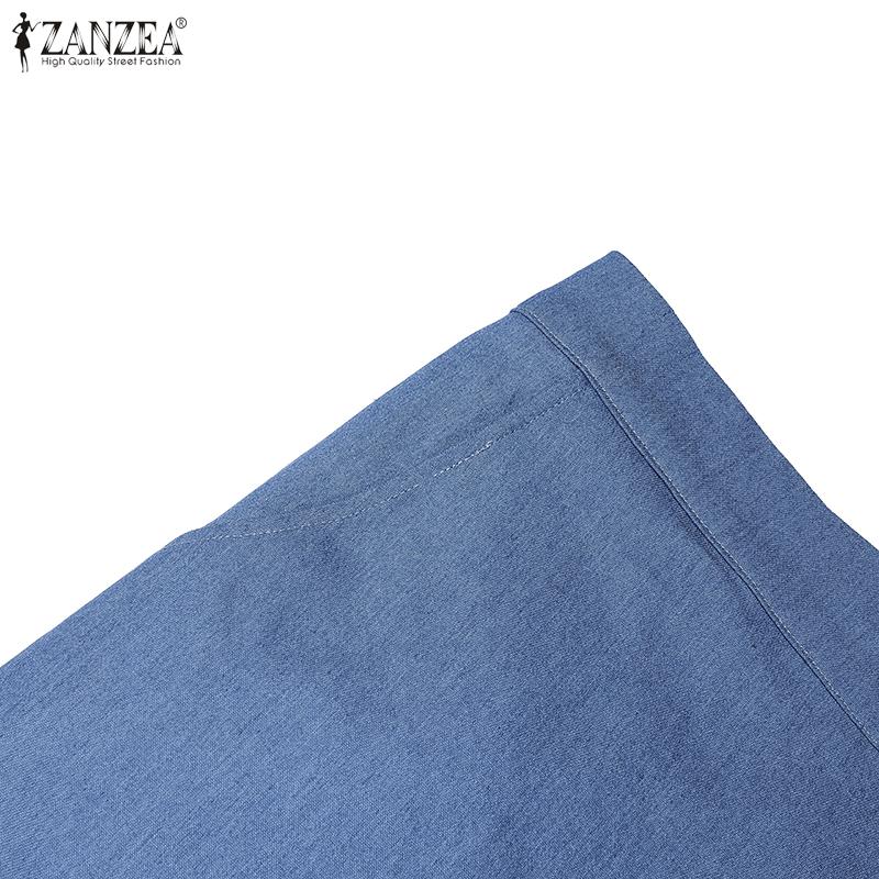 ZANZEA Women Elastic Waist Wrap Ruffled Casual Long Skirts