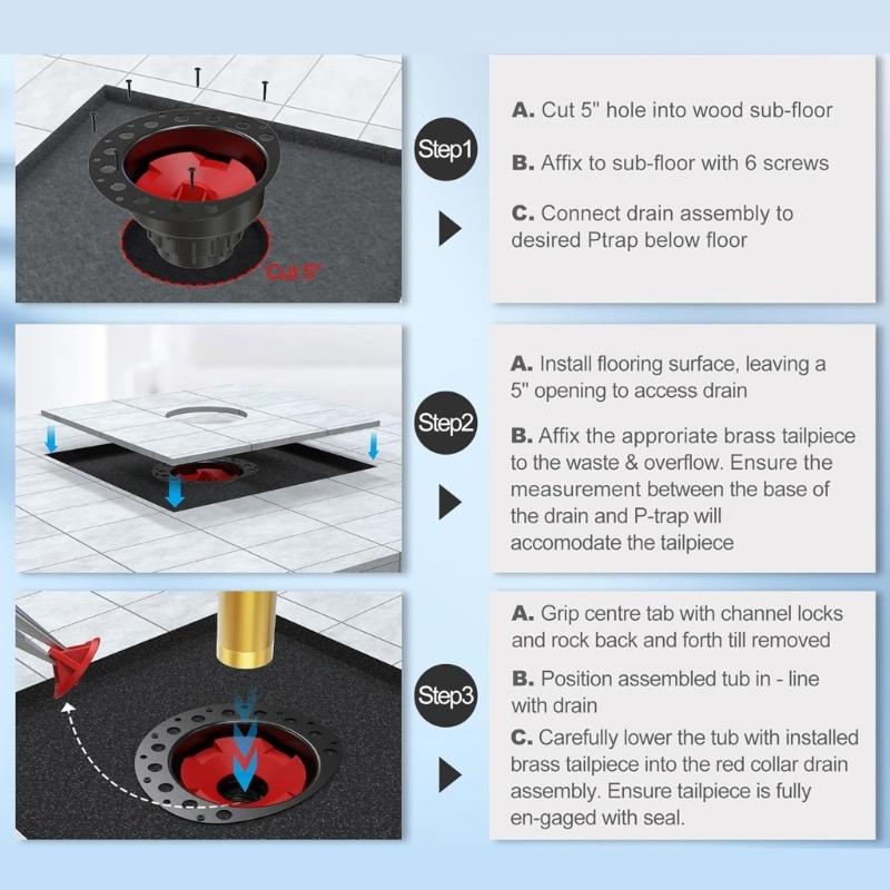 Bathtub Drain Rough Set Easy Installation Drain Systems Bath Drain Set Suitable for Freestanding Bath Installations