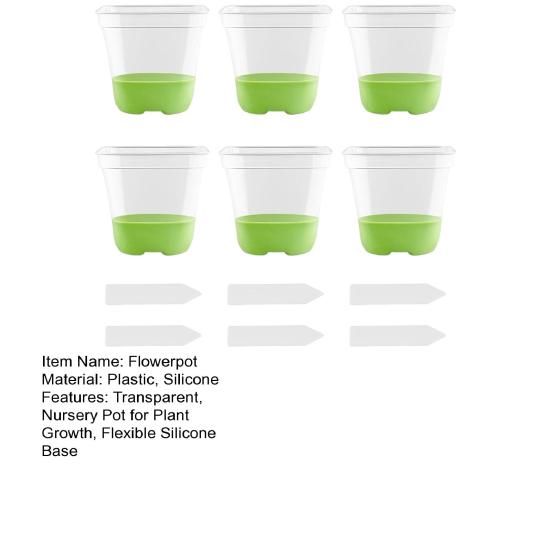 6 bucăți ghivece transparente de pepinieră, ghivece de cultivare pentru răsaduri, cu bază de silicon, semințe reutilizabile, ghivece de început cu etichete pentru balcon de grădină