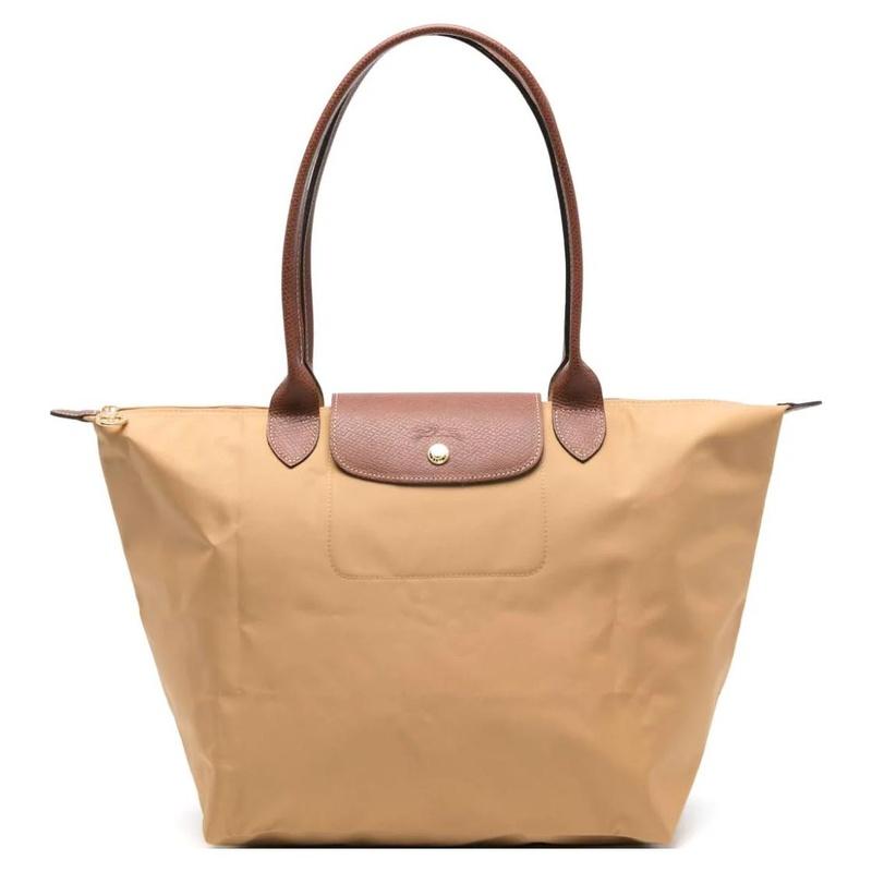Longchamp shoulder bag Le Pliage Original Embossed Logo Snap Closure Polyamide Fabric Tote Tote Shopping Hand Women's Light Brown L1899089P86