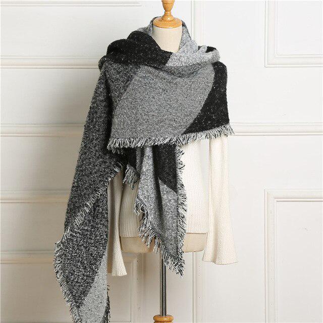 

Толстый теплый зимний шарф для женщин, дизайнерские ромбические острые шали, кашемировые шарфы, женские длинные накидки из пашмины, женское одеяло