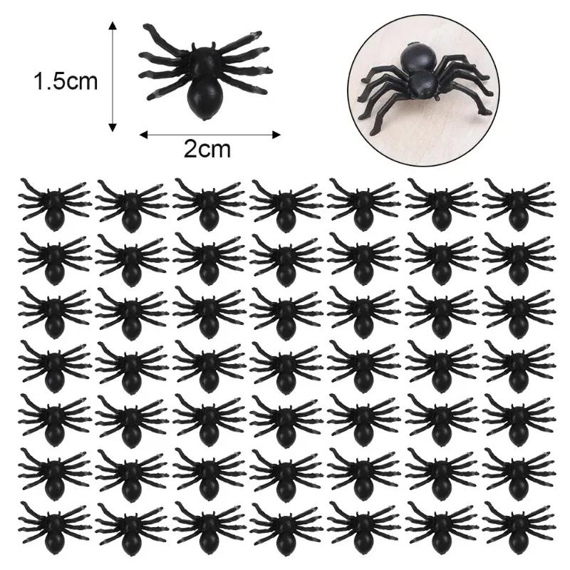 Mini Halloween Schwarze Spinnen Realistisch Leuchtend Glow in The Dark Plastikspinne Gruselig Spukhaus Party Dekoration Spinnen Requisiten