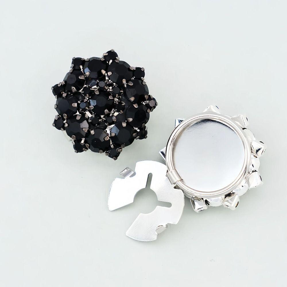 Sparkling Rhinestone Button Covers Detachable Elegant Shirt Cufflinks Flower European Style Decorative Buttons Formal Wear