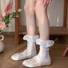 Girls Lolitas Knit Long Socks Ruffle Flared Leg Warmers Harajuku Bootie Socks Spring Summers Warm Ankle Heap Socks