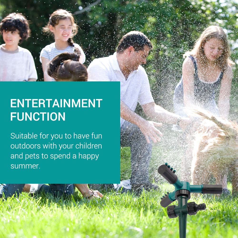 360 Degree Rotating Sprinkler, 3   Arms with 12 Spray Nozzles and Plastic Ground Plug, for Garden Lawn Yard Irrigation Watering