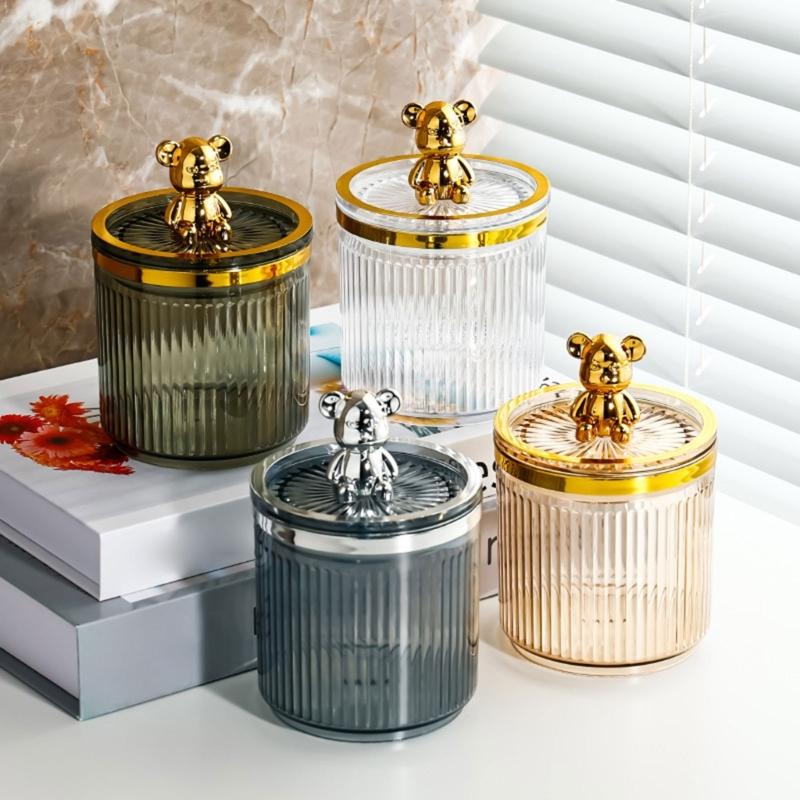 Luxury Bear Cotton Pad Organizer Bathroom Storage Box for Cotton Swabs Toothpick Cosmetics Jewelry Makeup Container Box