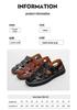 Men's Large Closed-Toe Handmade Leather Sandals, Breathable & Perforated for Beach
