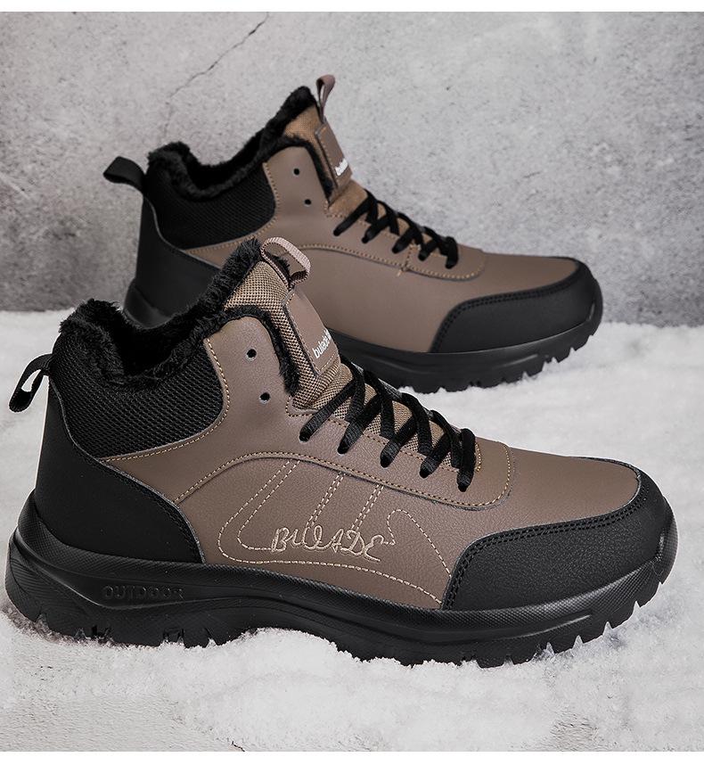 Men's Winter High-Top Thick-Soled Snow Boots - Large Size Casual Plus Velvet Warm Cotton Shoes