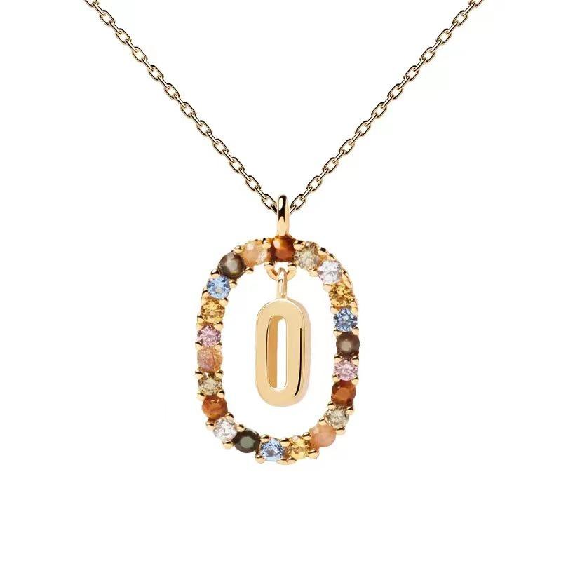 European & American Spanish Zircon Alphabet Necklace - Stylish Clavicle Chain Pendant