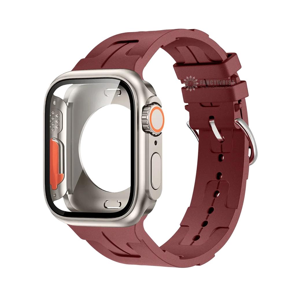 Original Silicone Band &Change To Ultra Case For Apple Watch 9 8 7 6 SE 5 4 Strap For iWatch Series 44mm 45mm 42mm 41mm Bracelet