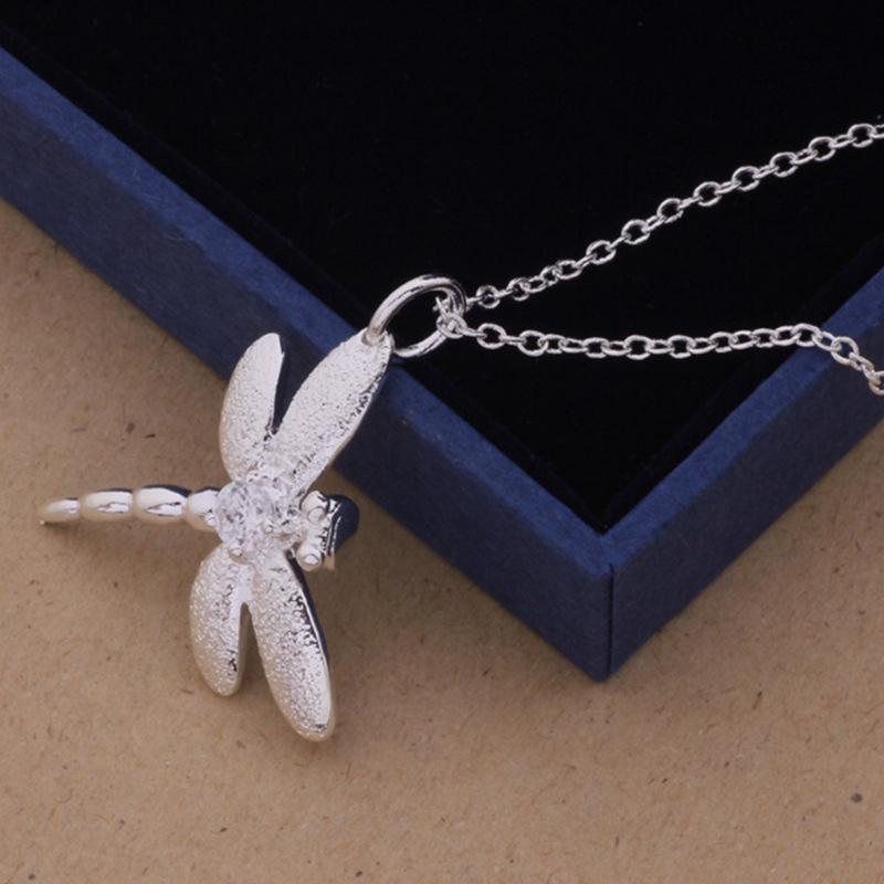 European and American Necklaces Fashion Trend Exquisite Dragonfly Pendant Silver Plated Necklace