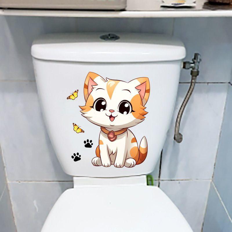 Süße Katze Badezimmer WC Aufkleber moderne dekorative Home Aufkleber wasserdicht Aufkleber selbstklebend