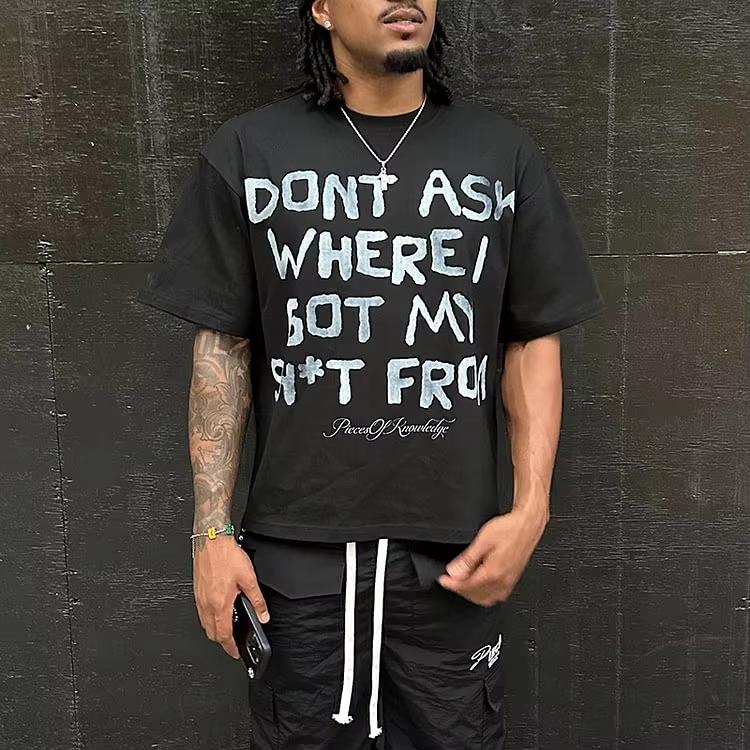 

Dont Ask Where I Got My Sh*T From Graphic 100% Cotton T-Shirt Men Y2K Short Sleeve Vintage Oversize Tshirt Streetwear Women Tops 5XL різнокольоровий