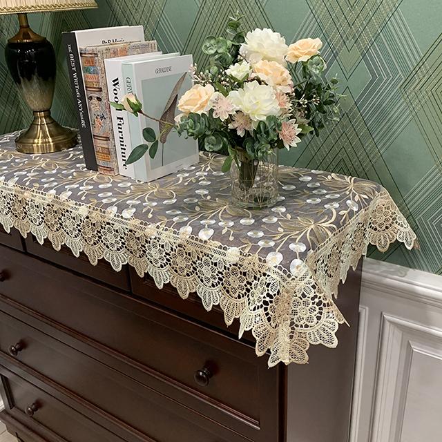 Table Cloth Rectangle Europe Coffee Embroidered Lace Tv Cabinet Shopbox Table Cover Tablecloth Fabric Long Strip Dust Cover