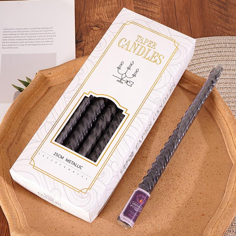 Candlestick Long Candle Romantic Spiral Birthday Western Food Candlelight Dinner Thread Home Wedding Gold Silver Red European Candle