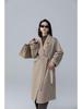 Petite Women's Mid-Length Camel Wool Coat - Loose Double-Faced Cashmere with Tie-Waist for Autumn and Winter.
