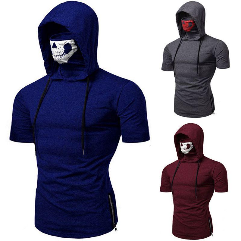 Men Skull Hooded Hoodies T-shirt Tank Tops Vest With Soft Material And Cosplay Style