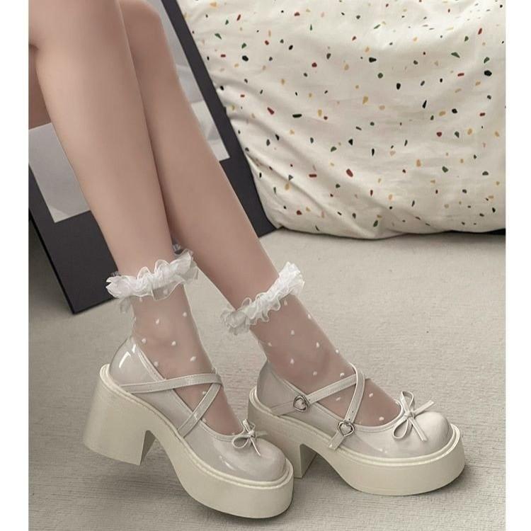 Fashion Lolita Shoes Women Japanese Style Mary Jane Shoes Women Vintage Shallow High Heels Chunky Platform Shoes Cosplay Female Sandals