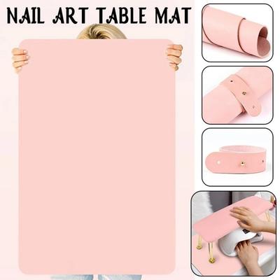 Foldable Nail Art Table Mat Leather Waterproof Nail Armrest Cushion Dirt Resistant Easy To Clean Studio Desk Mat For Nail Salon