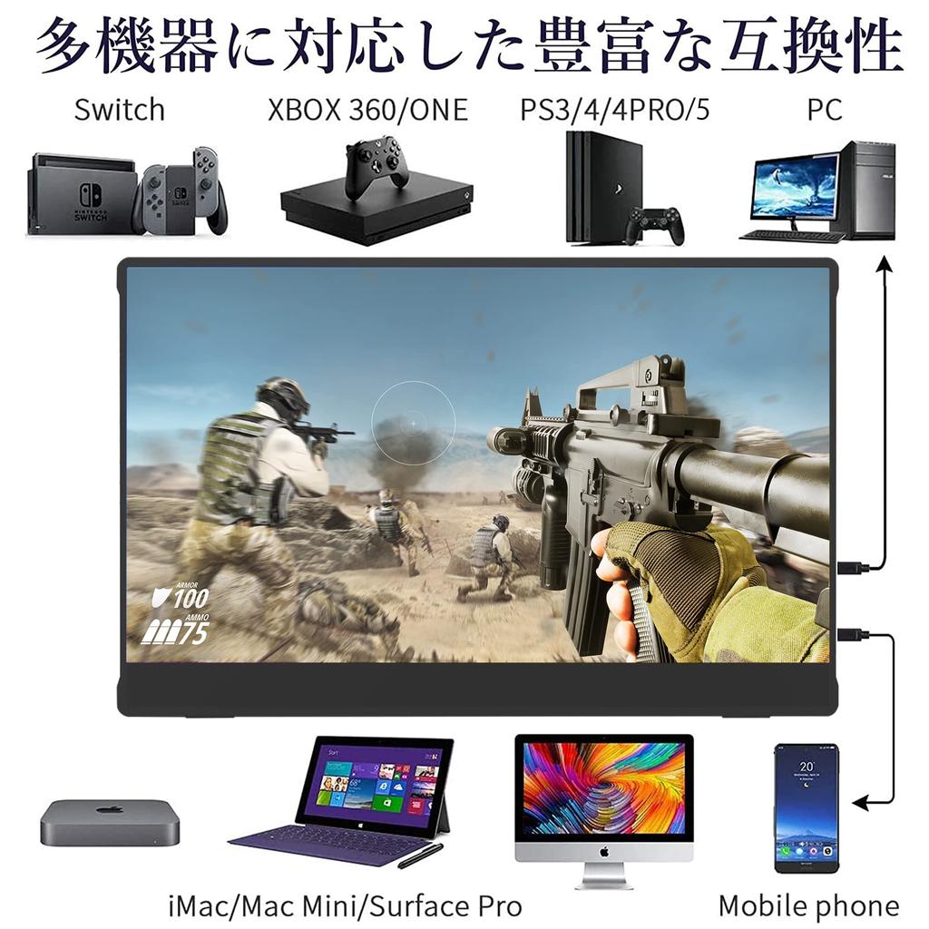 New Bridge Mobile Monitor with 1080P Designed in with Lightweight IPS and Blue Light Filtering for and Tablets NB-S156BK 15.6-inch HDR, Display,