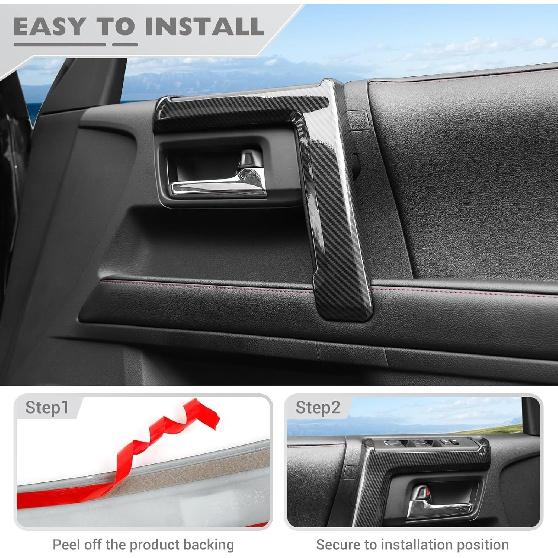 JeCar 4pcs for 4Runner Interior Door Handle Cover Trim Carbon Fiber Interior Accessories for Toyota 4Runner 2010-2023