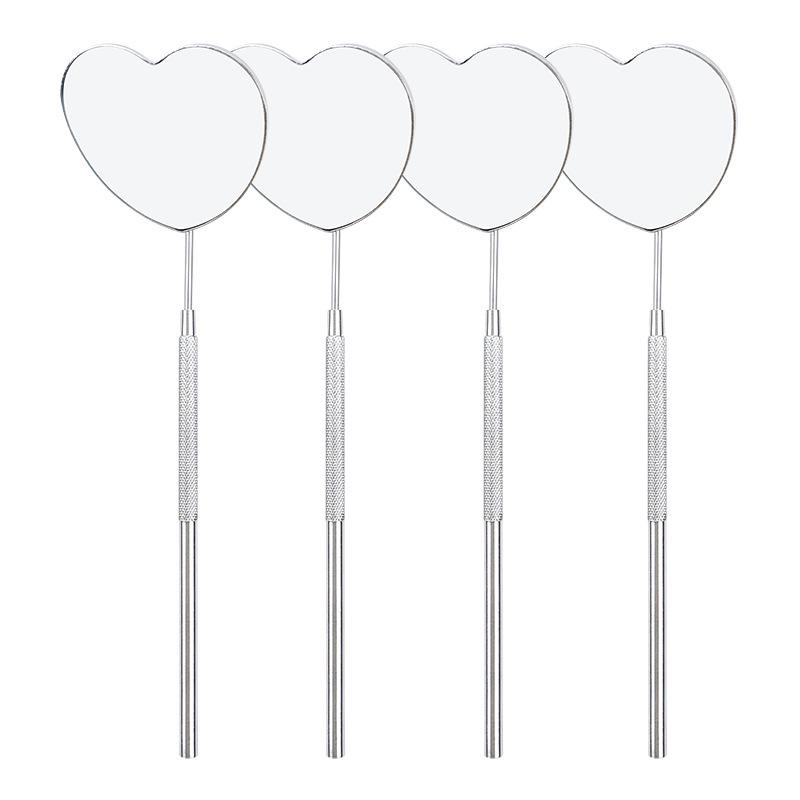 Heart-Shaped Anti-Fog Eyelash Extension Mirror - Stainless Steel, Anti-Curl Design