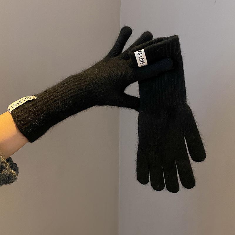 

Women Warm Thick Plush Knitted Gloves Touch Screen Men Women Fashion Autumn Winter Keep Warm Riding Skiing Outdoor Gloves 29x9 cm