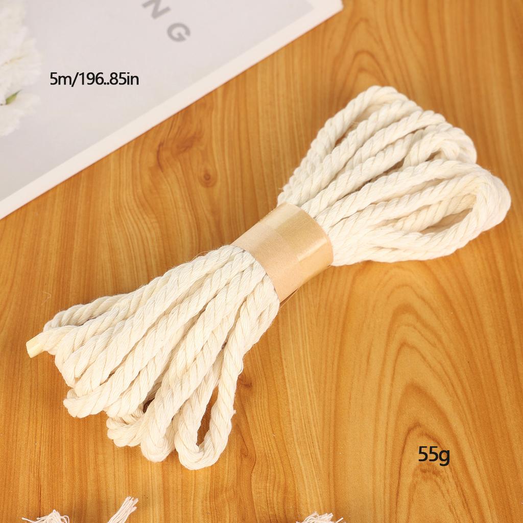6mm Macrame Cord Cotton Cream White Rope for Bohemian Wall Hanging, DIY Weaving and Tapestry Making