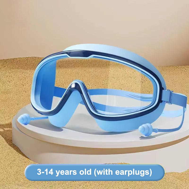 Kids Water  Goggles Big Frame Anti Fog Clear HD View for Boys Girls Swimming Learning синий